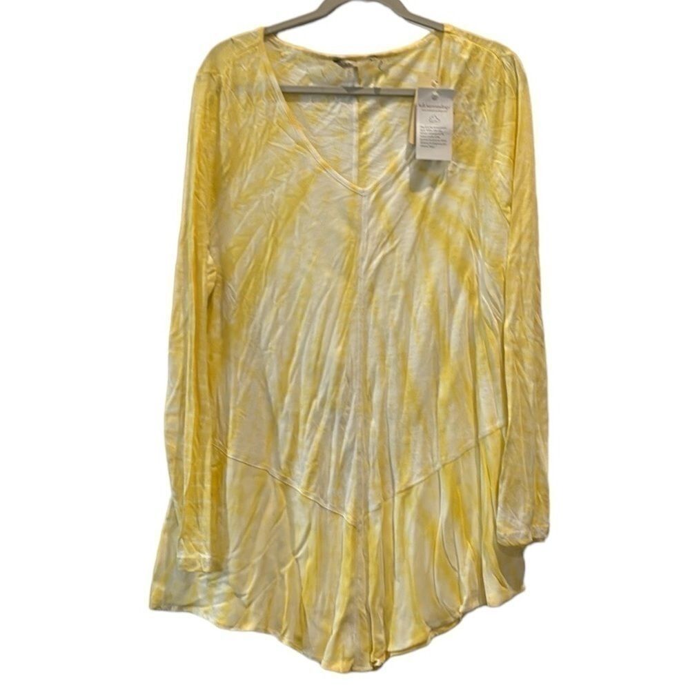 NWT Soft Surroundings Ibiza Lemon Yellow Lagenlook Tunic Top Blouse XL Modal